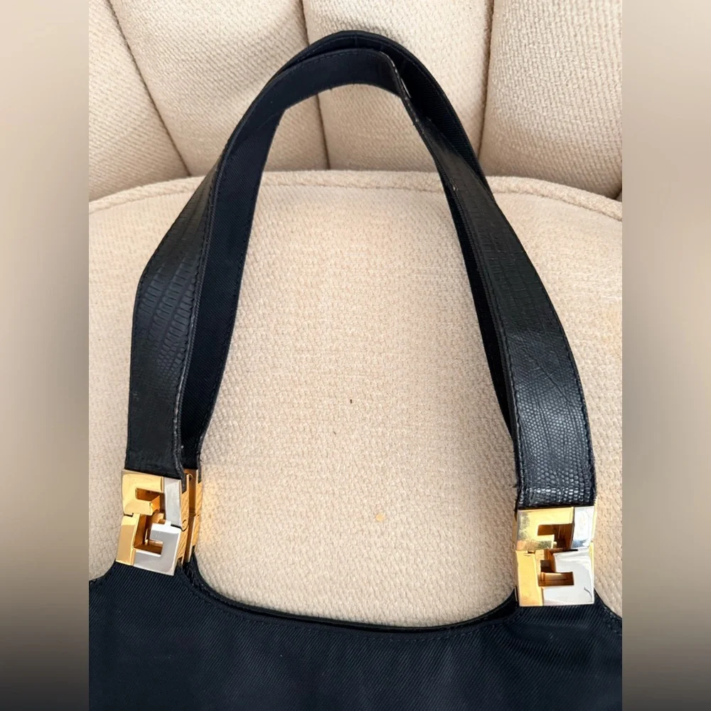 Fendi Vintage Lizard-Trimmed Shoulder Bag - Picture 4 of 13
